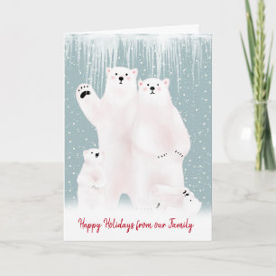 Famille Ours Polaire De Noël En Carte Neige