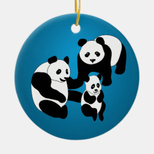 Famille Panda de trois ornements de Noël personnal