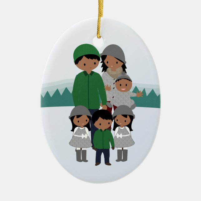 Famille personnalisable de six ornements de Noël (Devant)