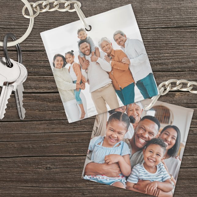 Famille personnalisée double face deux photo (Personalized Family Double Sided Two Photo Keychain)