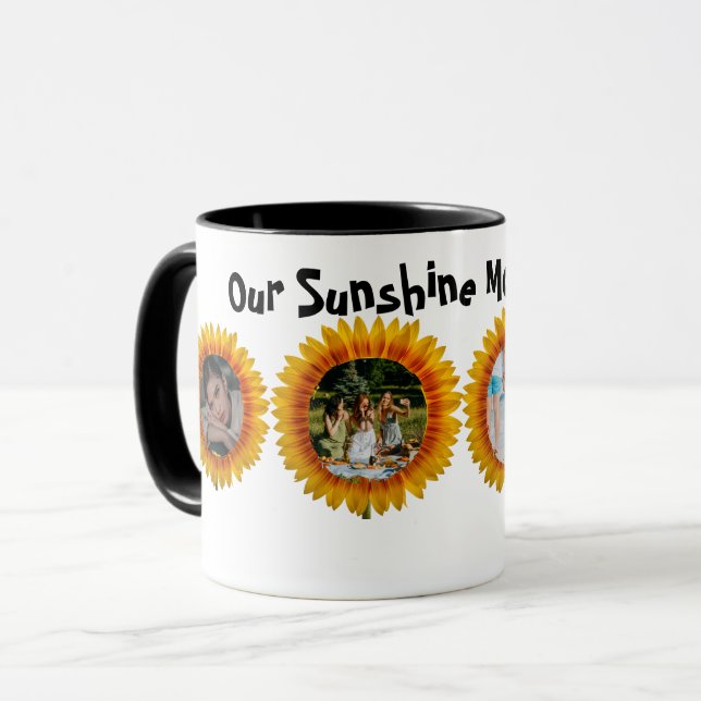 Famille personnalisée Tournesol Photo/texte Mug (Devant gauche)