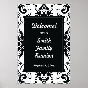 Famille Réunion Affiche de bienvenue Damask