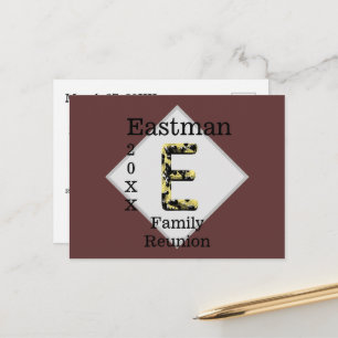 Famille Réunion Gold Noir Monogramme E Invitation