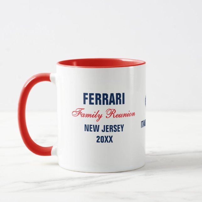 Famille Réunion Rouge Marine Bleu Mug personnalisé (Gauche)