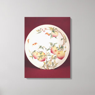 Famille rose plate decorated canvas print