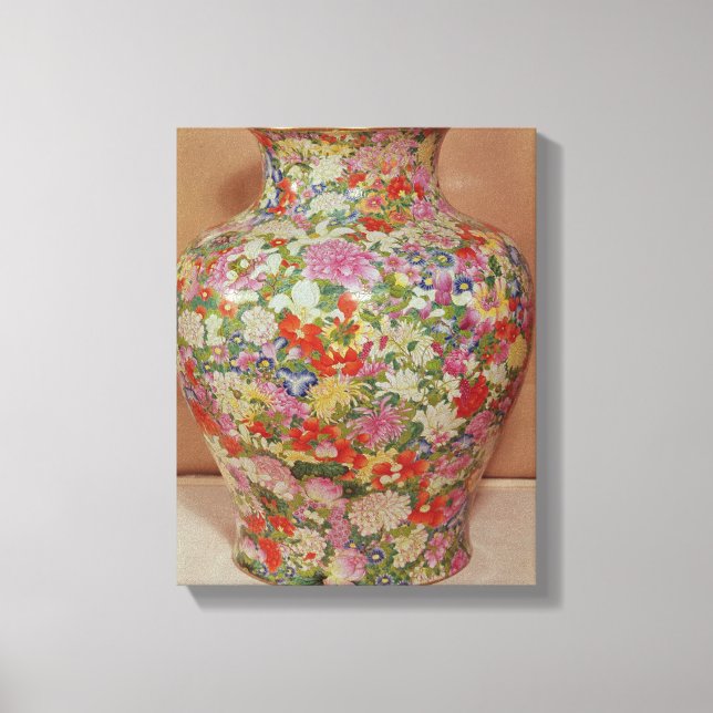 Famille Rose vase with a mille fleurs Canvas Print (Front)