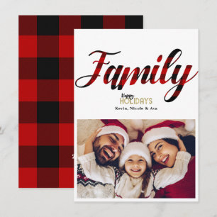 FAMILLE Rouge Plaid Noël Carte photo de vacances