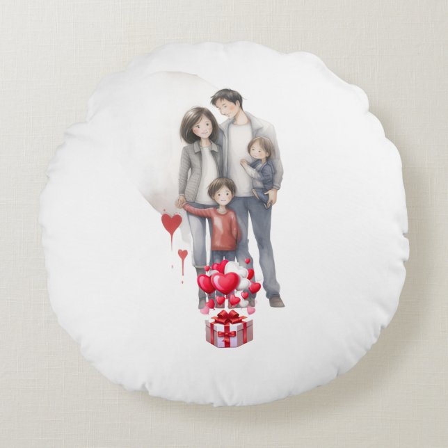 Familly  round pillow (Front)