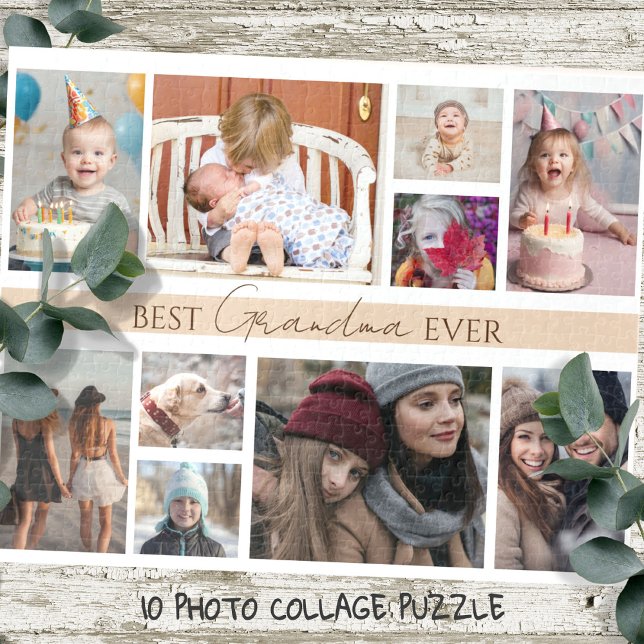Family 10 Multiple Photo Best Grandma Ever Jigsaw Puzzle (Creator Uploaded)