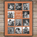 Family 11 Photo Burnt Orange Fleece Blanket<br><div class="desc">Personalized elegant family photo fleece blanket features a burnt orange background that can be changed to any colour, Simply add 11 photos of your choice and your own personalized text in chic handwritten script calligraphy and modern stylish typography. Makes a wonderful keepsake gift for yourself, your family & friends. Perfect...</div>