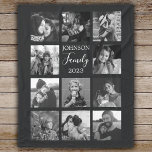 Family 11 Photo Collage Black Fleece Blanket<br><div class="desc">Personalized elegant family photo fleece blanket features a black background that can be changed to any colour, Simply add 11 photos of your choice and your own personalized text in chic handwritten script calligraphy and modern stylish typography. Makes a wonderful keepsake gift for yourself, your family & friends. Perfect Christmas...</div>