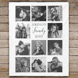 Family 11 Photo Collage Black Fleece Blanket<br><div class="desc">Personalized elegant family photo fleece blanket features a white background that can be changed to any colour, Simply add 11 photos of your choice and your own personalized text in chic handwritten script calligraphy and modern stylish typography. Makes a wonderful keepsake gift for yourself, your family & friends. Perfect Christmas...</div>