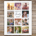 Family 11 Photo Collage Black Fleece Blanket<br><div class="desc">Personalized elegant family photo fleece blanket features a black background that can be changed to any colour, Simply add 11 photos of your choice and your own personalized text in chic handwritten script calligraphy and modern stylish typography. Makes a wonderful keepsake gift for yourself, your family & friends. Perfect Christmas...</div>