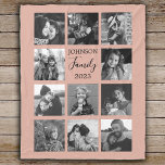 Family 11 Photo Collage Dusty Pink Fleece Blanket<br><div class="desc">Personalized elegant family photo fleece blanket features a dusty pink background that can be changed to any colour, Simply add 11 photos of your choice and your own personalized text in chic handwritten script calligraphy and modern stylish typography. Makes a wonderful keepsake gift for yourself, your family & friends. Perfect...</div>