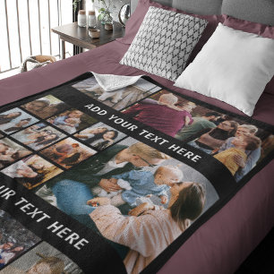 Family 15 Photo Collage Sherpa Blanket