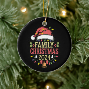 Family 2024 Christmas Matching Outfits Team Santa Ceramic Ornament