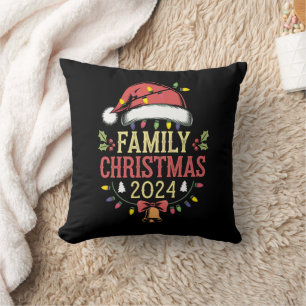 Family 2024 Christmas Matching Outfits Team Santa  Throw Pillow