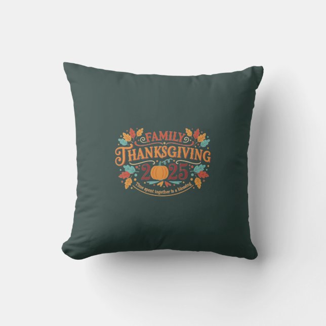 Family 2025 fall holiday  throw pillow (Front)