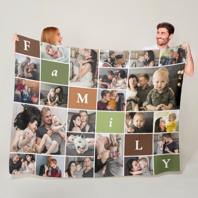 Family 22-Photo Collage Fleece Blanket (In Situ)