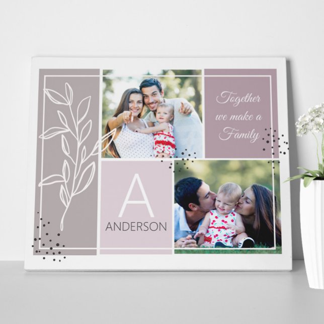 FAMILY 2 Photo Collage Script Modern Quote Canvas Print (Creator Uploaded)
