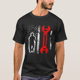 Family 365 Usa Red White Blue American Flag Mechan T-Shirt