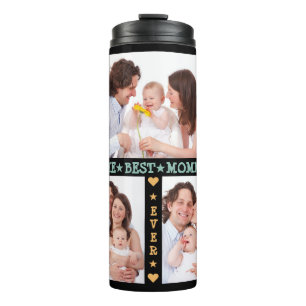 Family 3 Photo Collage Best Mom Ever Mother's Day Thermal Tumbler
