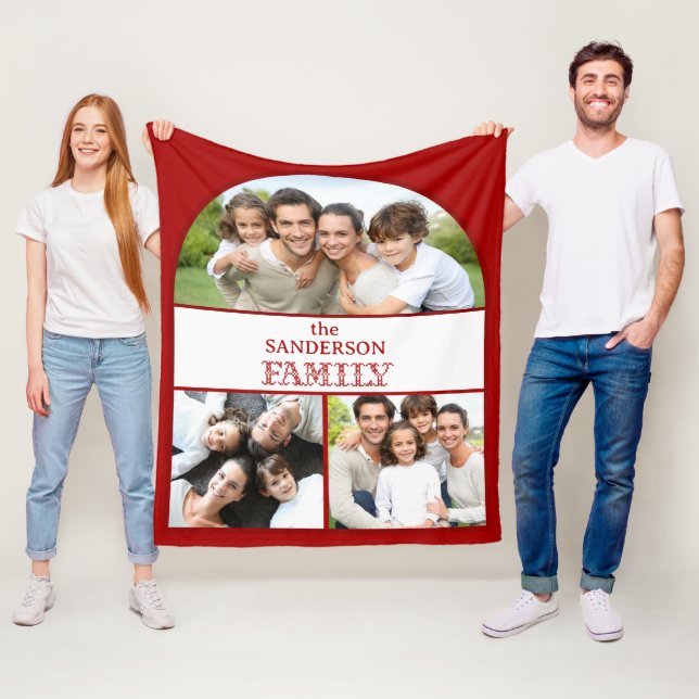 Family 3 Photo Collage Fleece Blanket (In Situ)