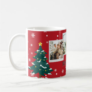 Family 3 Photo Collage Personalized Christmas  Coffee Mug