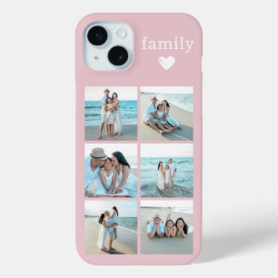 Family 6 Photo Blush Pink iPhone 15 Mini Case