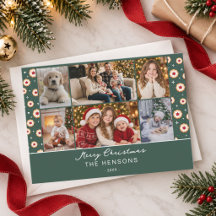 Family 6 Photo Collage Christmas Cookie
