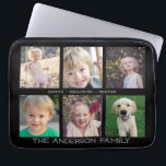 Family | 6 Photo Collage Laptop Sleeve<br><div class="desc">This laptop sleeve design features a 6 photo frame collage for pictures of children and family members on a black background. Personalize this case with the photos and names of your family members.</div>