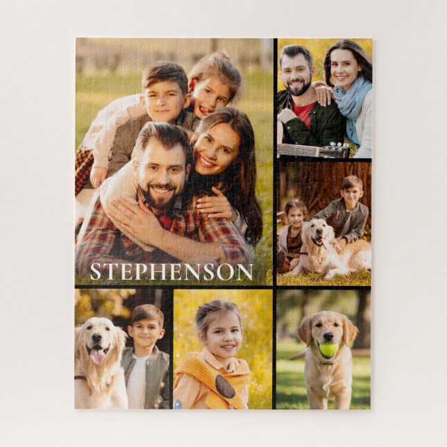 Family 6 Photo Collage Minimalist Simple Jigsaw Puzzle (Vertical)
