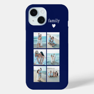 Family 6 Photo Navy Blue iPhone 15 Case