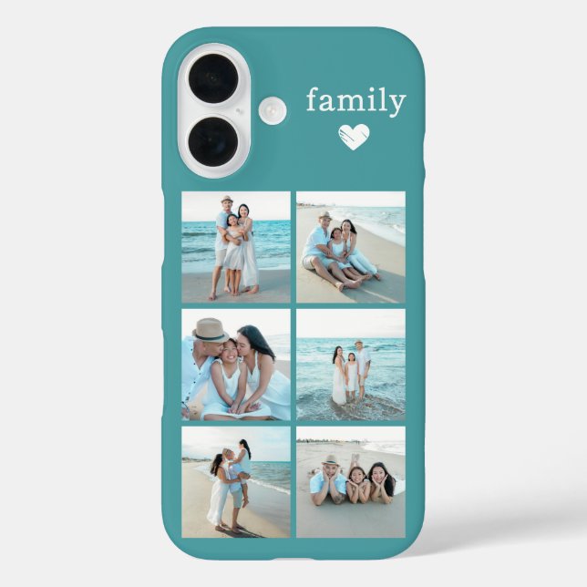 Family 6 Photo Teal Case-Mate iPhone Case (Back)