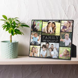 Family 8 Photo Collage Black Plaque<br><div class="desc">An elegant custom 8 photo collage black plaque to display your favourite family pictures. Add eight photos of parents,  children,  grandparents,  other family members,  pets,  etc. Personalize "FAMILY, " written in the middle in open white typography,  and add family names or other text in simple white typography.</div>