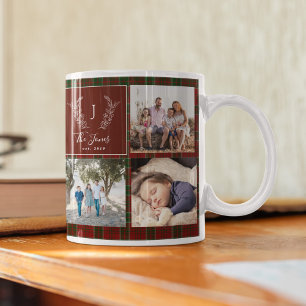 Family 8 photo collage monogram name personalized coffee mug