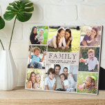 Family 8 Photo Collage Taupe Plaque<br><div class="desc">An elegant taupe plaque to display your favourite family pictures featuring an 8 photo collage of parents,  children,  grandparents,  grandchildren,  other family members,  pets,  etc.,  "FAMILY" in elegant typography,  and your family names or other text in simple typography.</div>