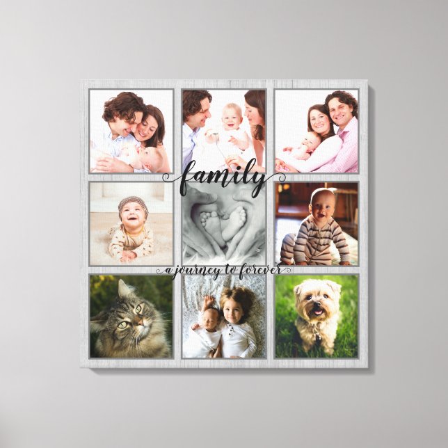 Family A Journey to Forever Rustic Photo Collage Canvas Print (Front)