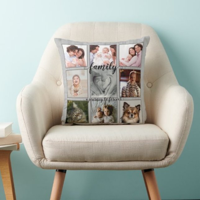 Family A Journey to Forever Rustic Photo Collage Throw Pillow (Creator Uploaded)