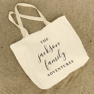 Family Adventures   Original Modern Minimalist Large Tote Bag