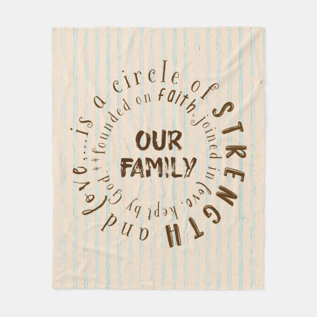 Family and Faith Circle Quote Fleece Blanket (Front)