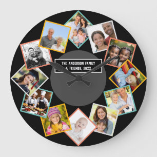 Family and Friends Collage Multi Photo Gallery Large Clock
