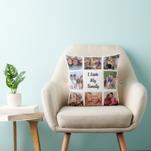 Family and Friends Collage Photo Throw Pillow