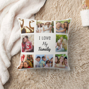 Family and Friends Collage Photo Throw Pillow