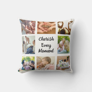 Family and Friends Collage Photo Throw Pillow