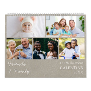 Family and Friends Elegant Grey Photo Calendar