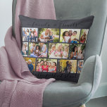 Family and Friends Quote 12 Photo Collage Slate Throw Pillow<br><div class="desc">Create your own photo pillow with 12 of your favourite photos. The design has an elegant handwritten quote which reads "family & frieds make the perfect blend" and you can edit this if you wish. The photo template is set up for you to add your own pictures, which are laid...</div>