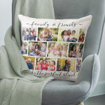 Family and Friends Quote 12 Photo Collage Throw Pillow<br><div class="desc">Create your own photo pillow with 12 of your favourite photos. The design has an elegant handwritten quote which reads "family & frieds make the perfect blend" and you can edit this if you wish. The photo template is set up for you to add your own pictures, which are laid...</div>