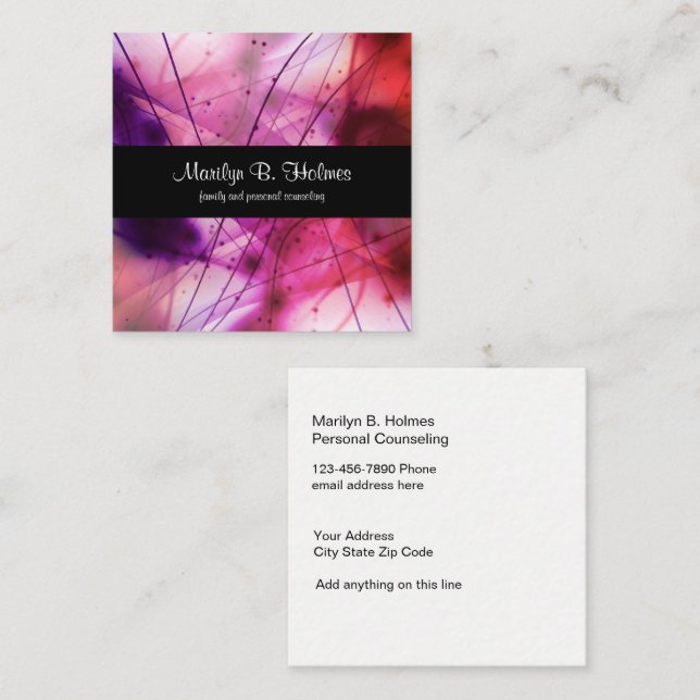Family And Personal Counsellor Square Business Card (Front/Back)