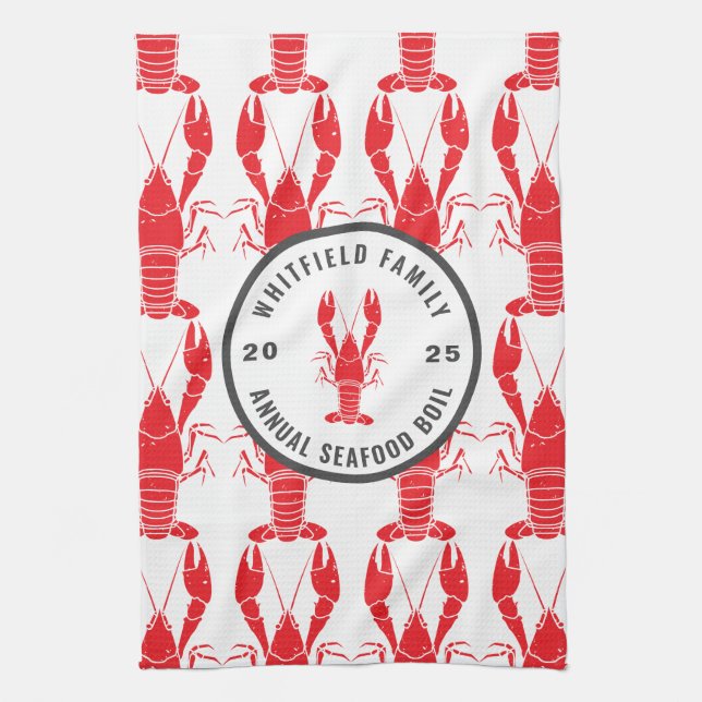 Family Any Occasion Lobster Boil Celebration Kitchen Towel (Vertical)